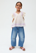 Children's Cream-Colored Embroidered Shirt with Ruffle Sleeves